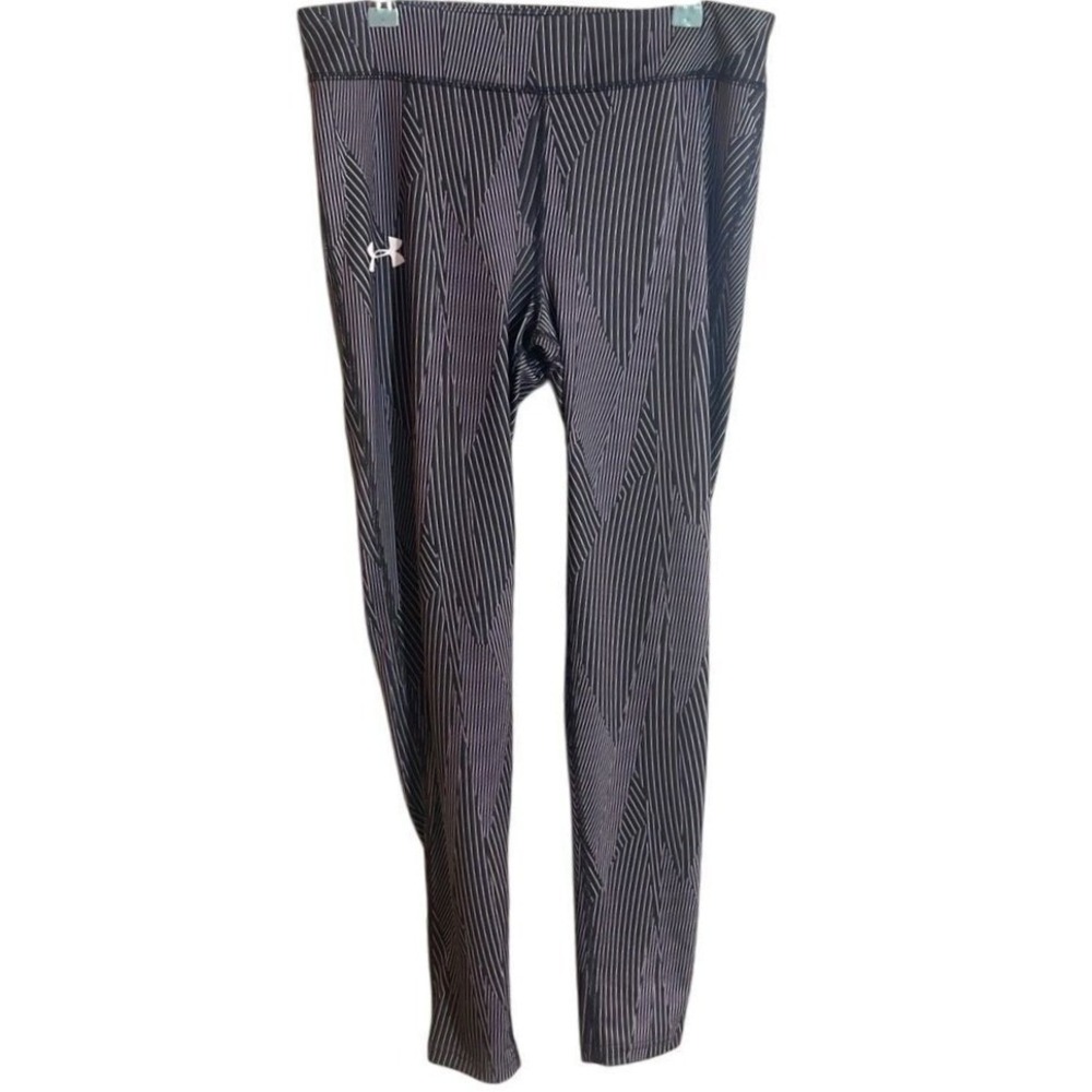 Under Armour Performance Black Pinstripe Leggings Activewear 4-6 Small